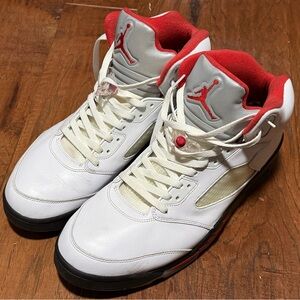 Jordan 5 Fire Red Silver Tongue